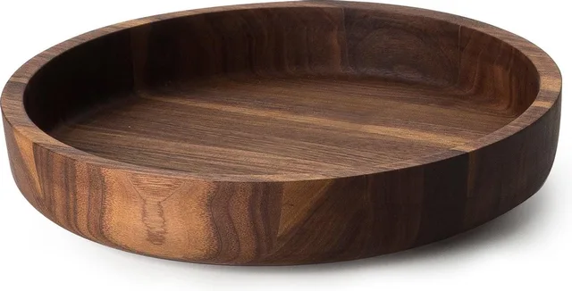 Ronde Schaal in Massief Notelaar 25xH4,8cm