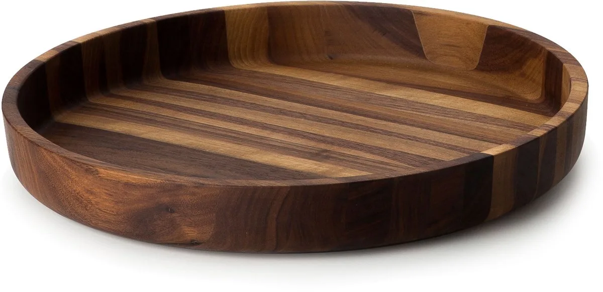 Ronde Schaal in Massief Notelaar 38xH5,4cm van Continenta in Donkerhout – productfoto