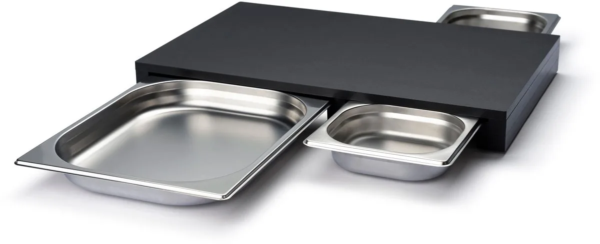 Snijplank met 3 RVS Laden - Duracore - 50 cm x 33 cm van Continenta in Zilver – productfoto