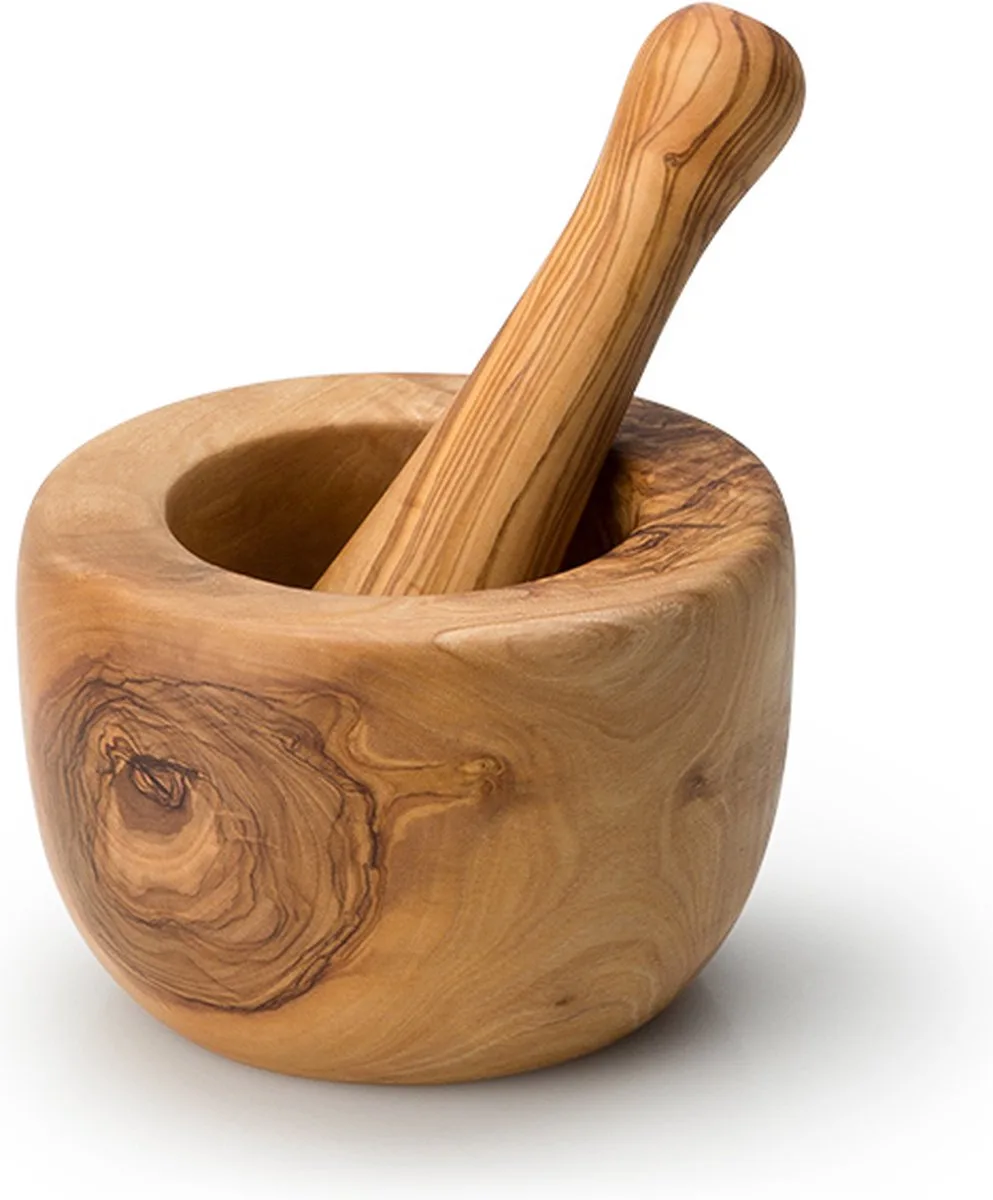 Vijzel & Stamper - Olijfhout - Ø 14,5cm van Continenta in Beige – productfoto