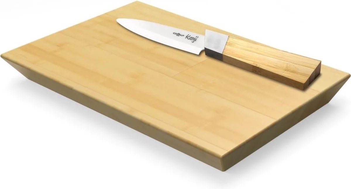 Bamboe - Snijplank - inclusief mes - klein - bruin von Cookut in Hout – Produktfoto