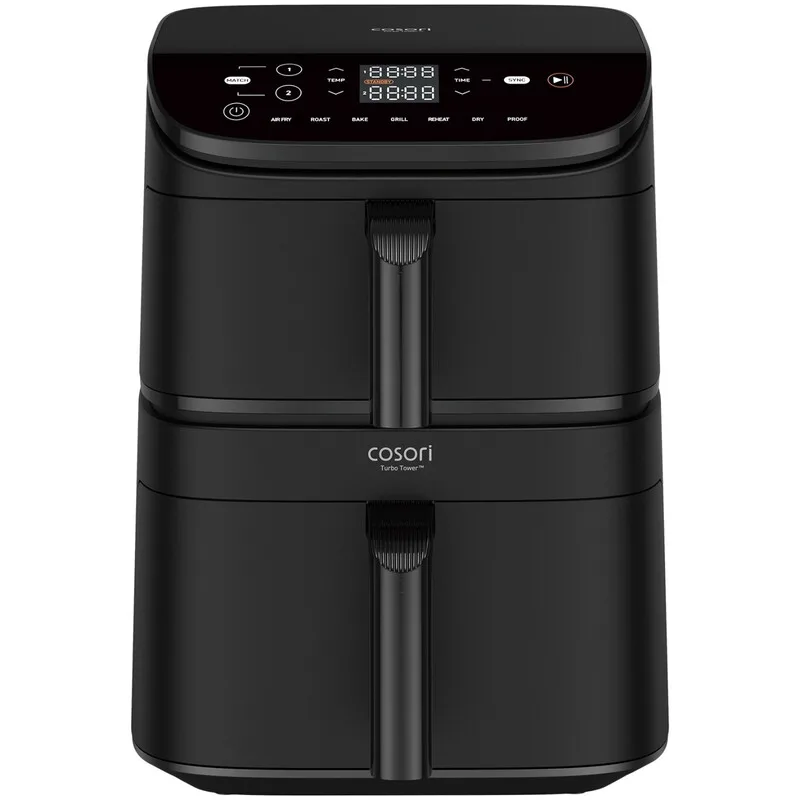 Turbo Tower 10,8 l heteluchtfriteuse - gestapeld ontwerp met dubbele mand - 7-in-1 functies - keramische coating - vaatwasserbestendige manden de Cosori – photo produit