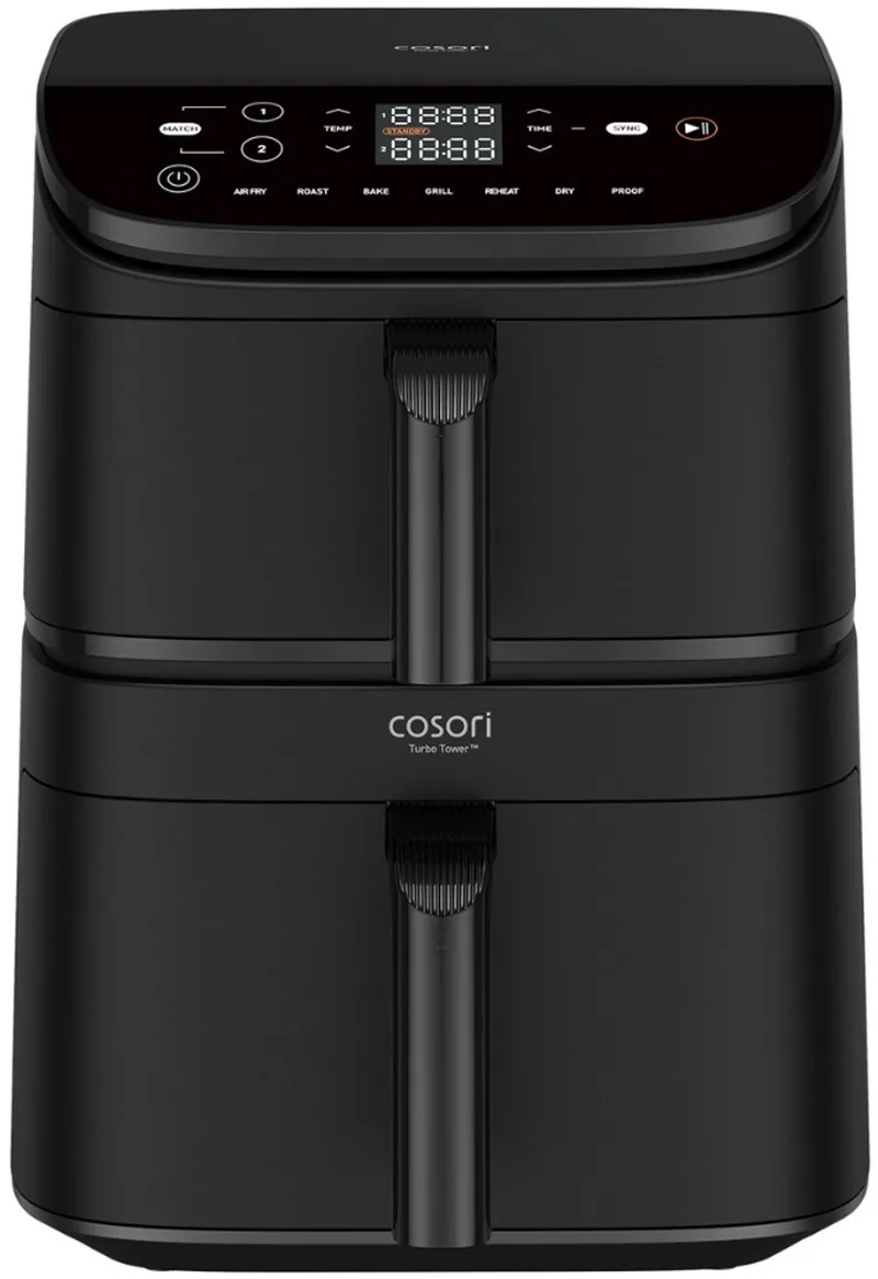 TurboTower – Dubbele Airfryer XXL – 10.8L – 2 Manden Apart Instelbaar – 7 Programma’s von Cosori in Schwarz, Grau – Produktfoto