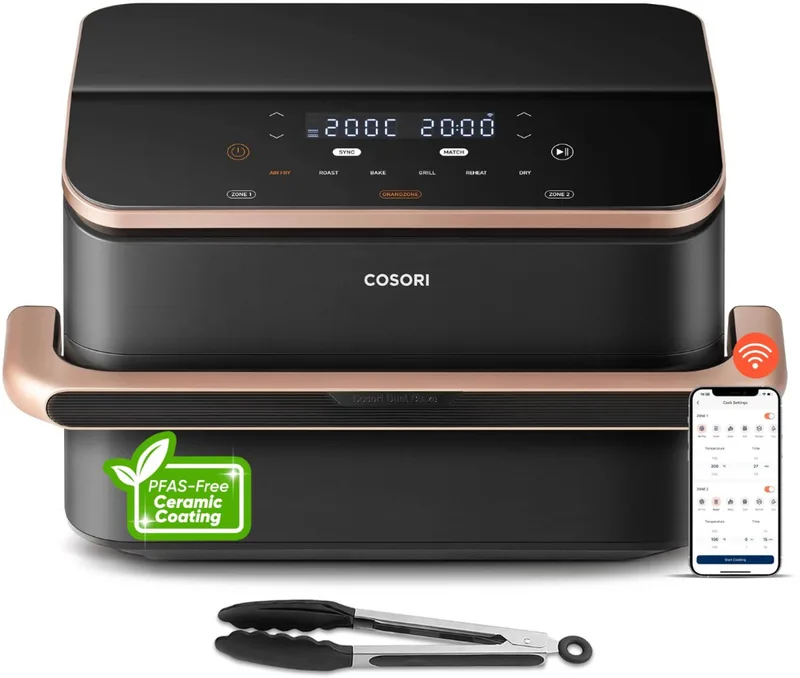 Twinfry – Dubbele Airfryer XXL – 10L – Keramische Coating – 6 Programma’s de Cosori en Noir, Rose goud – photo produit