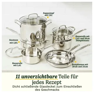 Chef’s Classic™ Pannenset - 11-Delig - RVS - Inductiegeschikt - Met Glasdeksels - Vaatwasserbestendig de Cuisinart en Argent – photo produit 2 sur 2