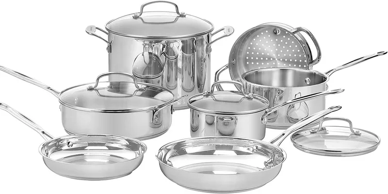Chef’s Classic™ Pannenset - 11-Delig - RVS - Inductiegeschikt - Met Glasdeksels - Vaatwasserbestendig de Cuisinart en Argent – photo produit 1 sur 2