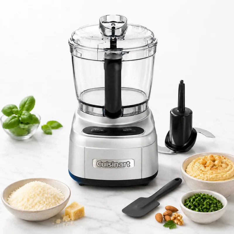 Keukenmachine - Compacte mini Mixer - Kakmolen met Pulsefunctie - Deksel met gaten voor toevoegingen - 900ml van Cuisinart in Zilver – productfoto 1 van 2