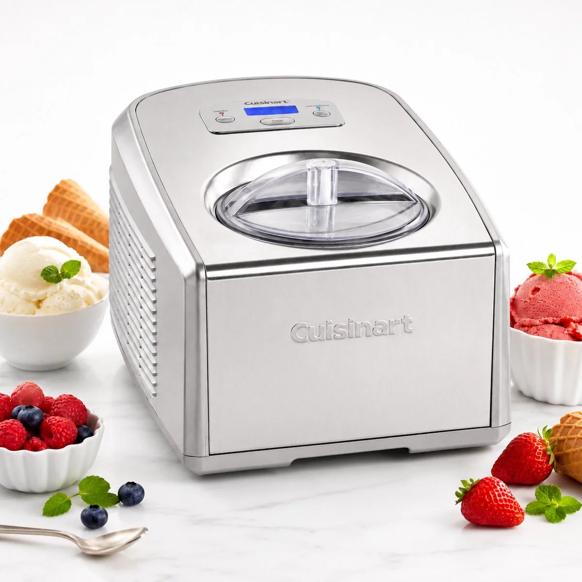 Zelfvriezende IJsmachine 1,5L - Ijsmaker met Compressor - Klaar in 40 Minuten - 4 Programma’s - LED Display - RSV by Cuisinart in Silver – product photo