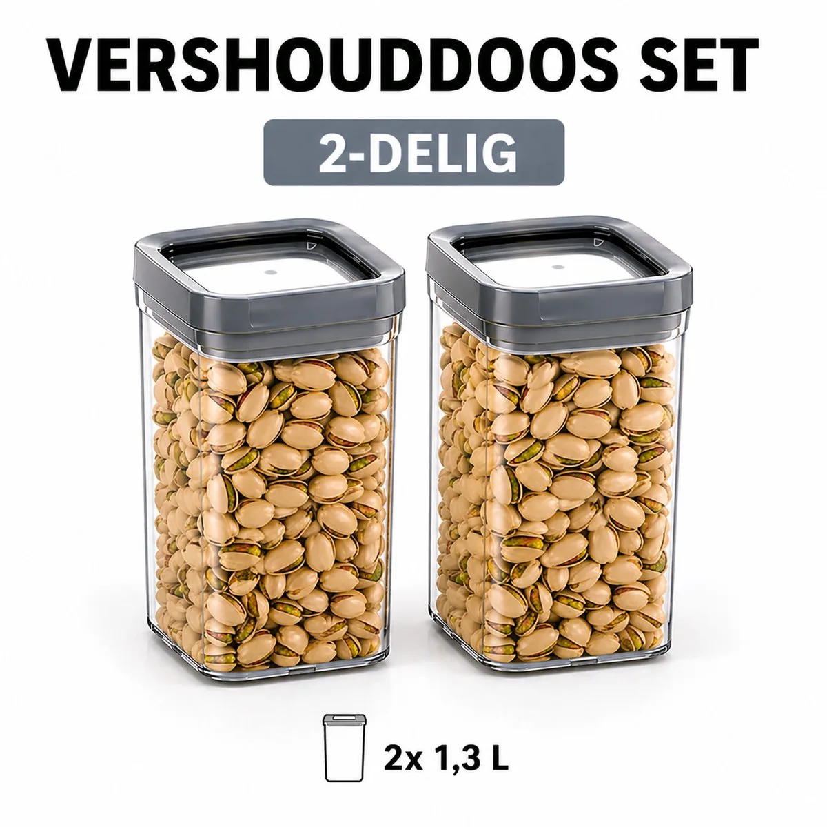 Curver - 2x Vershouddoos - 1,3L - Dry Food Storage van Curver in Transparant – productfoto