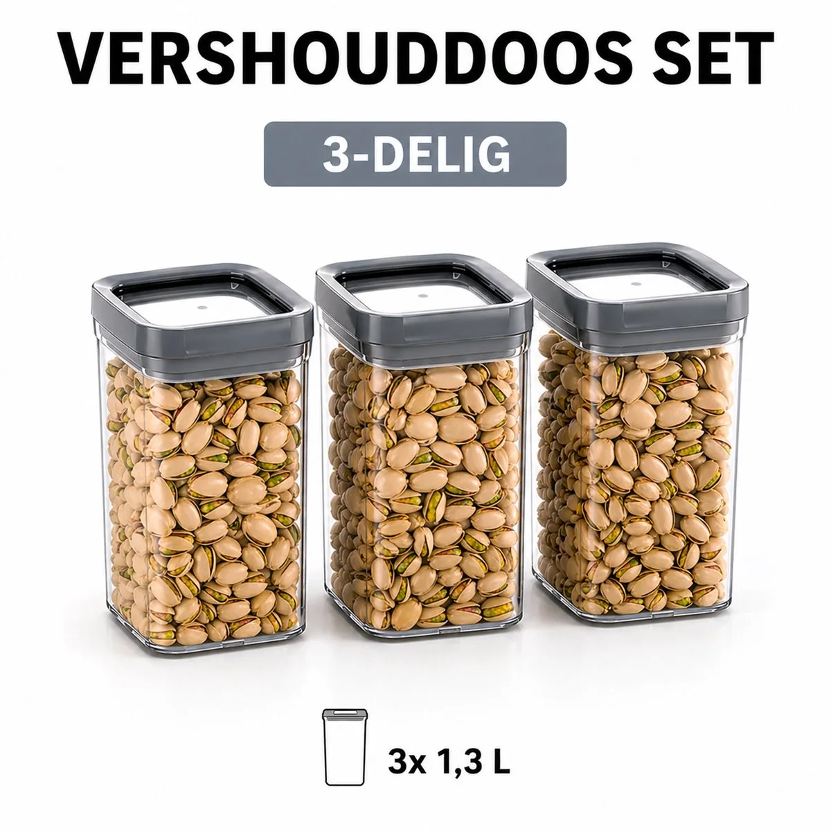 Curver - 3x Vershouddoos - 1,3L - 12 x 12 x 15 cm - Dry Food Storage de Curver en Transparent – photo produit