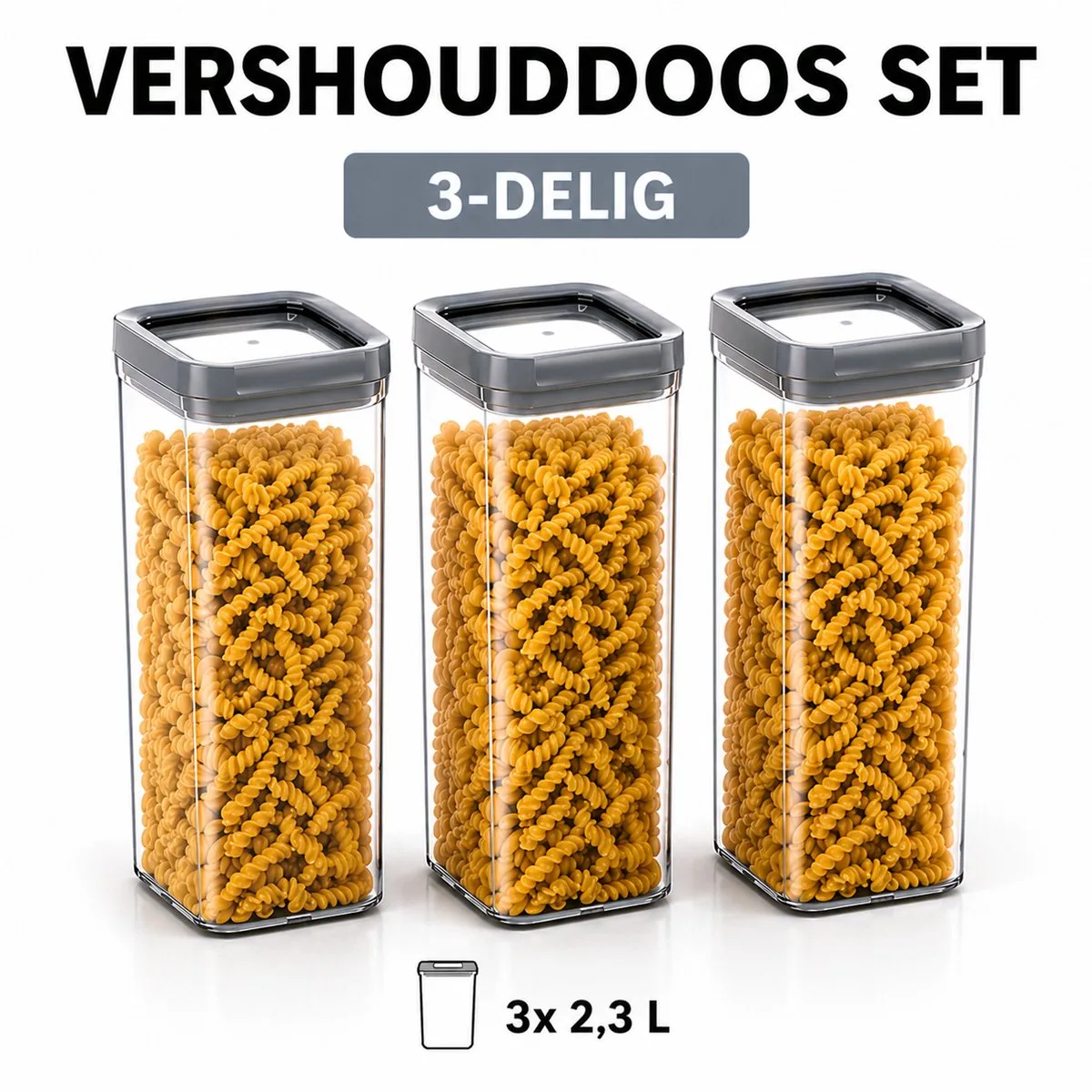 Curver - 3x Voorraadbus - 2,3L - 12 x 12 x 24,5 cm - Vershouddoos van Curver in Transparant – productfoto