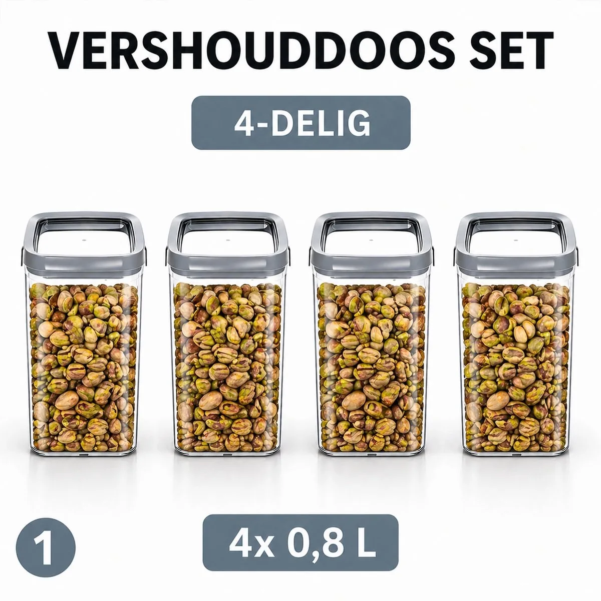 Curver - 4x Vershouddoos van 0,8 L - Dry Food Storage van Curver in Transparant – productfoto