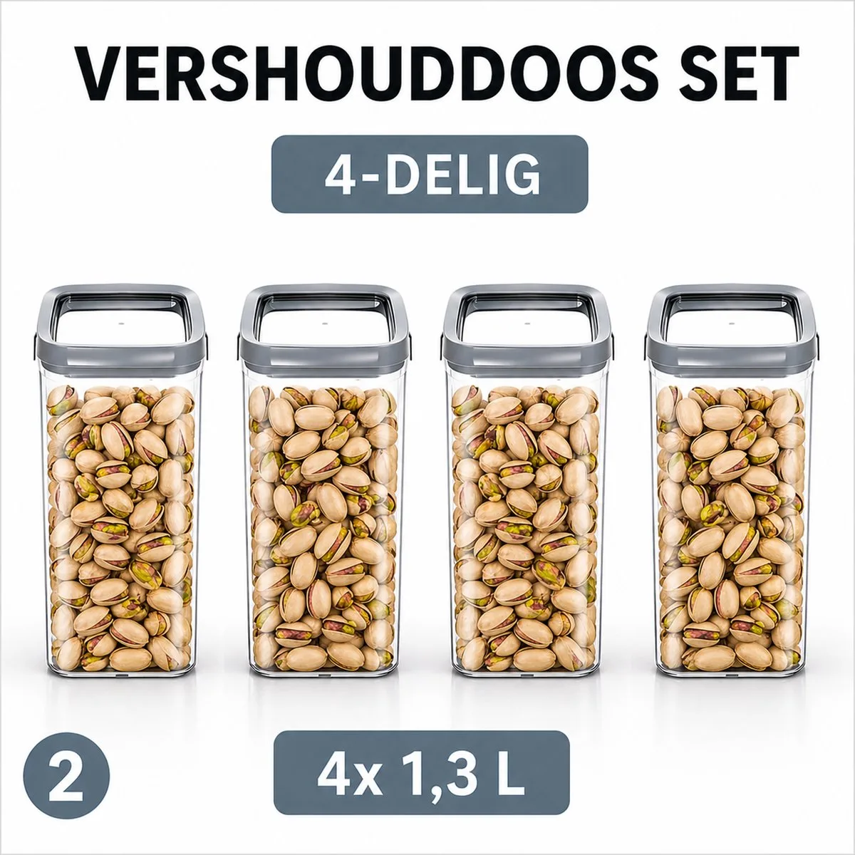 Curver - 4x Vershouddoos van 1,3 L - Dry Food Storage van Curver in Transparant – productfoto