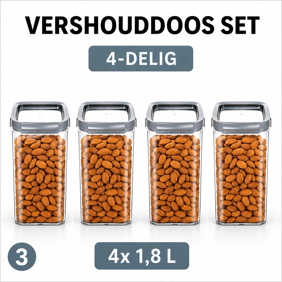 Curver - 4x Vershouddoos van 1,8 L - Dry Food Storage van Curver in Transparant – productfoto