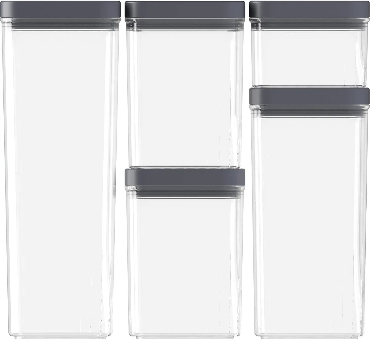 Kara Voorraadbussen - Set 0,5L + 2x1,2L + 1,8L + 2,4L von Curver in Anthrazit – Produktfoto