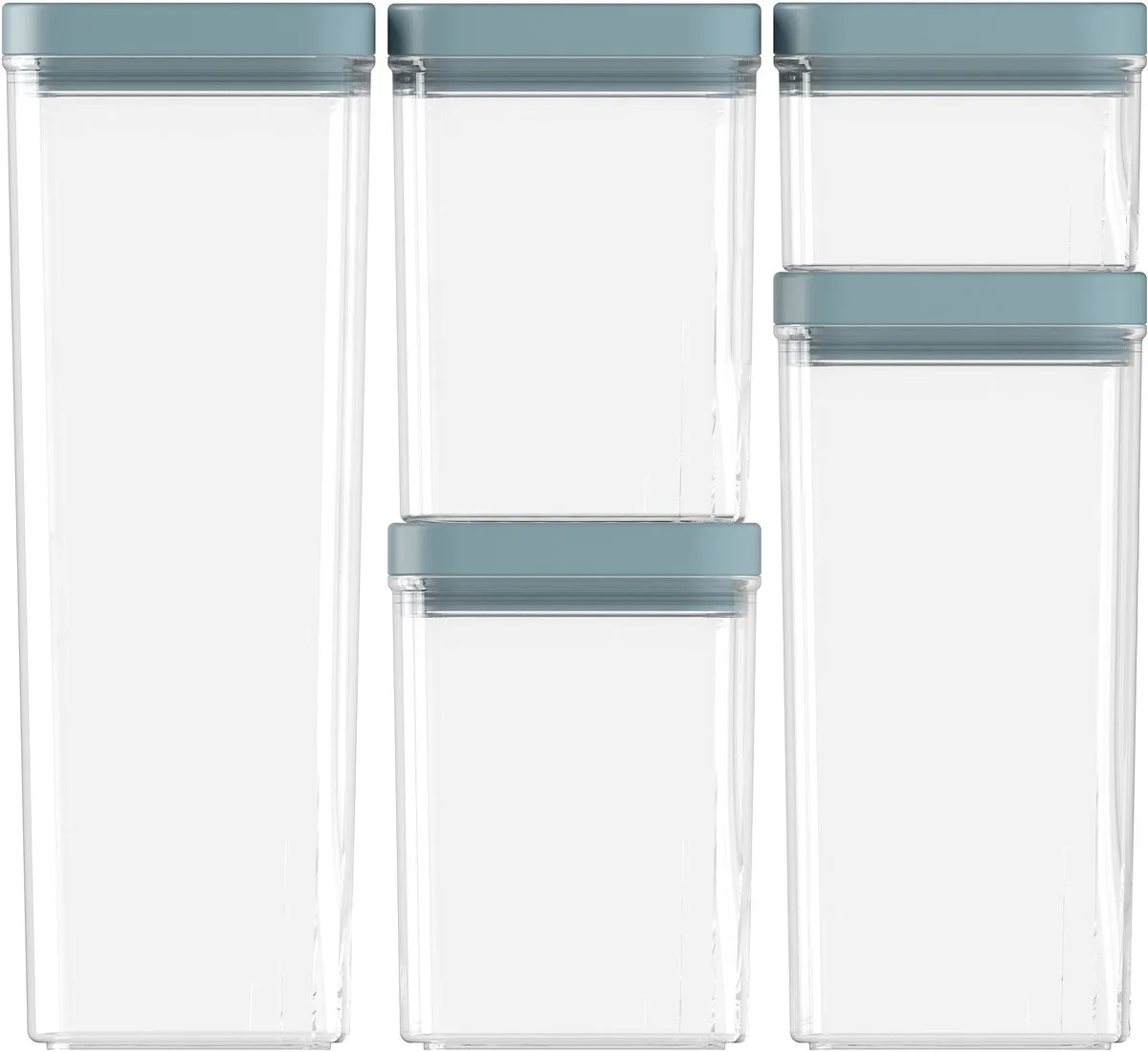 Kara Voorraadbussen - Set 0,5L + 2x1,2L + 1,8L + 2,4L - Blauw de Curver en Turquoise – photo produit