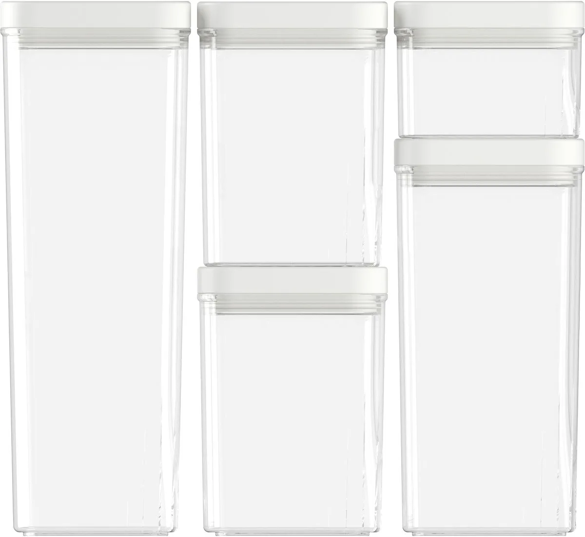 Kara Voorraadbussen - Set 0,5L + 2x1,2L + 1,8L + 2,4L van Curver in Wit – productfoto