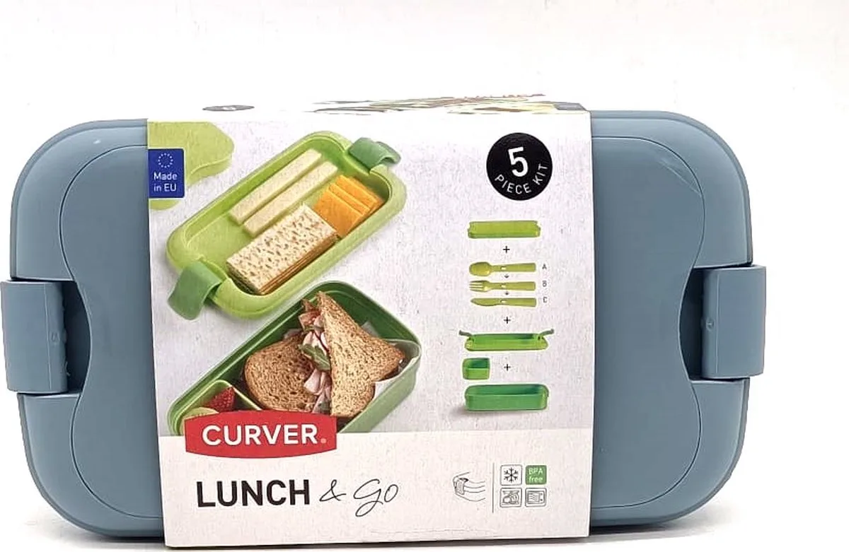 Lunch&Go - Vershouddoos - Lunchbox - Inclusief Bestek - 2/3 Compartimenten von Curver in Licht Blauw – Produktfoto