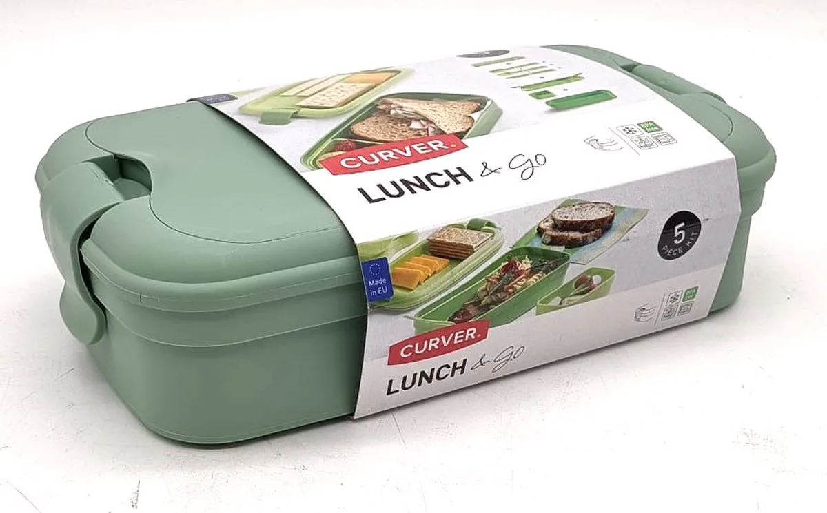 Lunch&Go - Vershouddoos - Lunchbox - Inclusief Bestek - 2/3 Compartimenten de Curver en Vert – photo produit