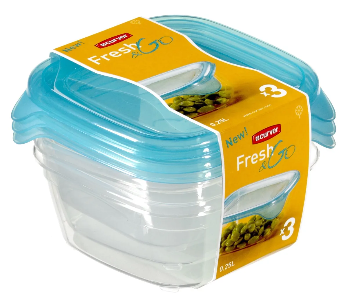 set fresh & go vershouddozen vierkant 3 x 0,25 liter von Curver – Produktfoto