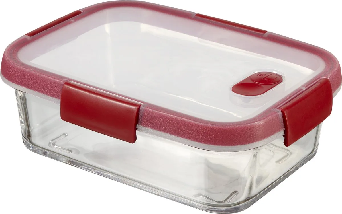 Smart Cook Glazen Vershouddoos - Rechthoekig - 0,9 liter de Curver en Rouge – photo produit