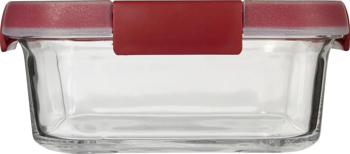Smart Cook Glazen Vershouddoos - Vierkant - 0,7L - Rood/Transparant van Curver in Transparant – productfoto