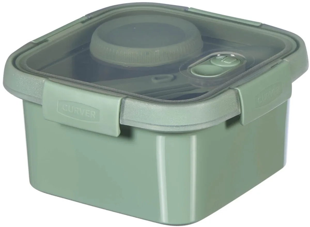 Smart To Go Lunchbox 1.1L + Bestekset + Sauscup von Curver in Grün – Produktfoto