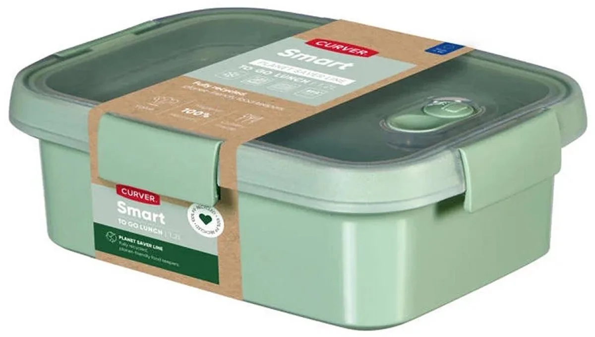 Smart To Go Lunchbox - 1 liter + Bestekset van Curver in Groen – productfoto