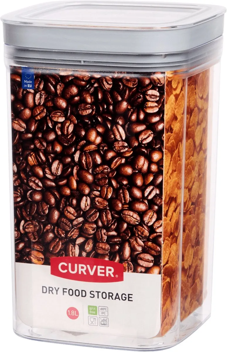 vershouddoos 1.8L - Grijs - Kunststof - 10 x 10 x 19.5 cm - Maat M - BPA Free van Curver in Transparant – productfoto