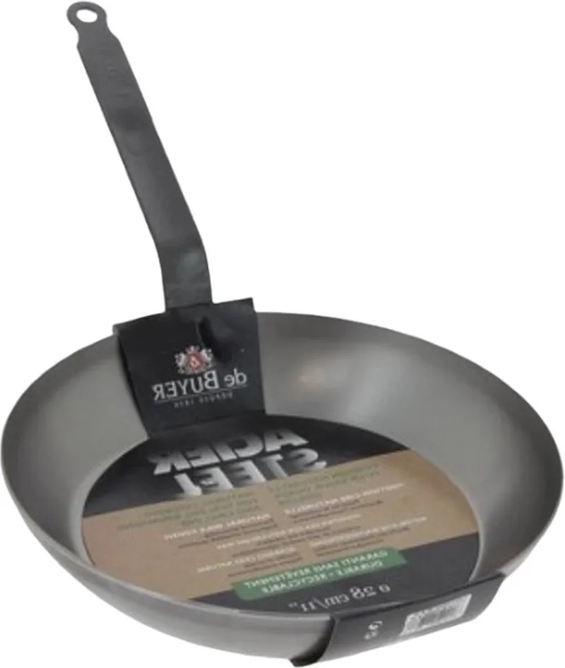 Acier - Koekenpan - 28cm - Lichte versie, 2 mm i.p.v. 3 mm dikke plaatstalen pan de de Buyer en Staal – photo produit