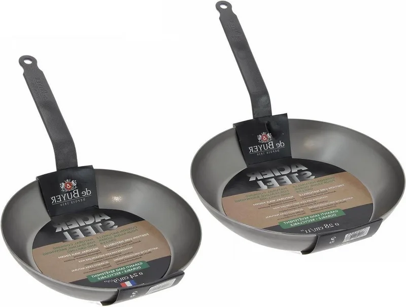 Acier Koekenpannen set 24 cm & 28 cm - 2mm dik - plaatstaal pannen - voordeelset by de Buyer in Grey – product photo