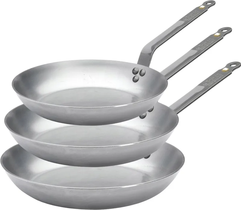 Koekenpannenset Mineral B Element 3-delig - ø 20, 24 & 28 cm - zonder anti-aanbaklaag by de Buyer in Silver – product photo
