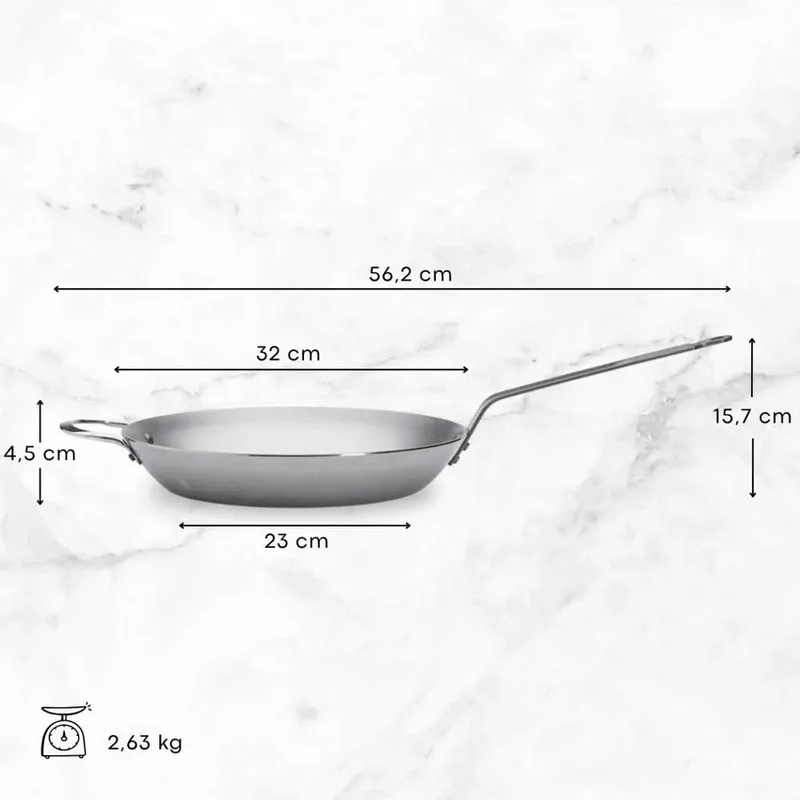 Mineral B Koekenpan 32 cm – Plaatstaal – PFAS-vrij – Natuurlijk Antiaanbak Effect – Made in France von de Buyer in Silber – Produktfoto 6 von 6
