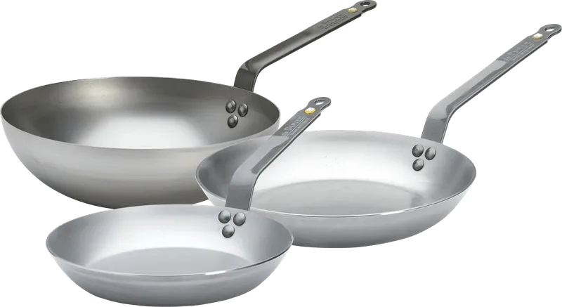Mineral B Koekenpannenset 24 + 28 cm + Wokpan 28 cm van de Buyer – productfoto