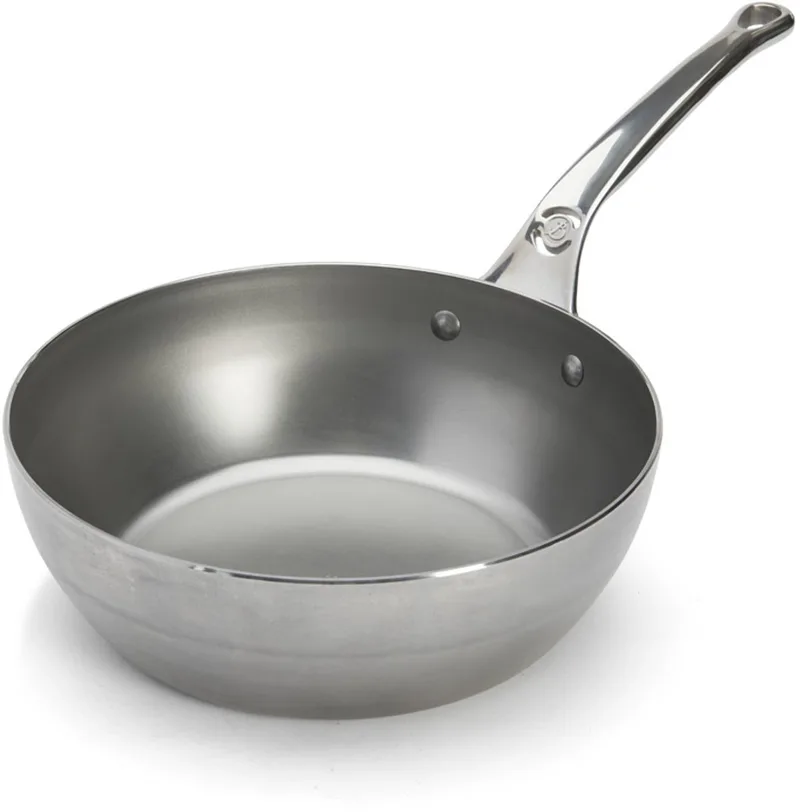 Mineral B Pro Hapjespan Ø 24 cm – Plaatstaal – PFAS-vrij – Met RVS Grepen – Geschikt voor Inductie – Made in France by de Buyer in Staal – product photo