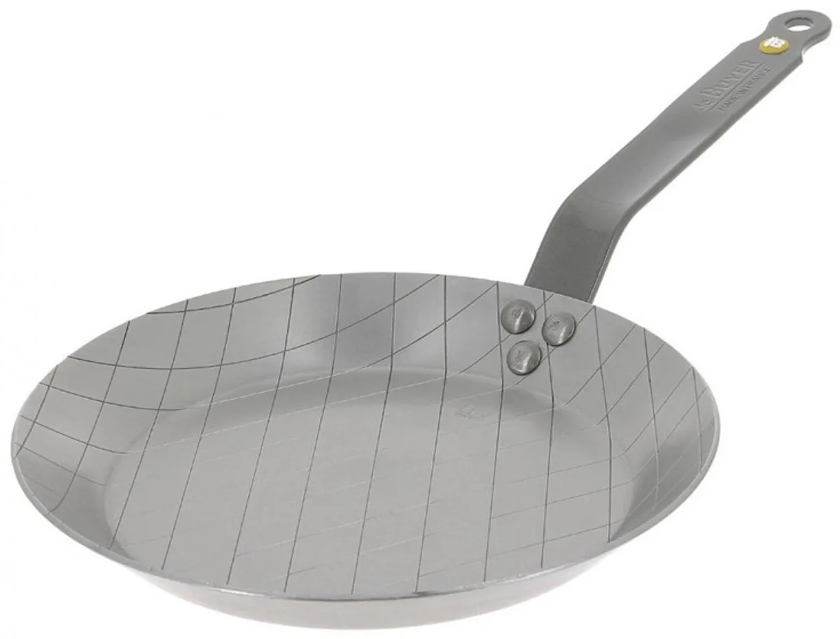Mineral B Steakpan 24 cm – Plaatstalen Grillpan – Natuurlijk Anti-aanbakeffect – Geschikt voor Inductie – PFAS-vrij van de Buyer in Zilver – productfoto