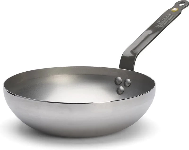Mineral B Wokpan 24 cm – Brede Bodem – Plaatstaal – PFAS-vrij – Geschikt voor Alle Warmtebronnen incl. Inductie by de Buyer in Staal – product photo