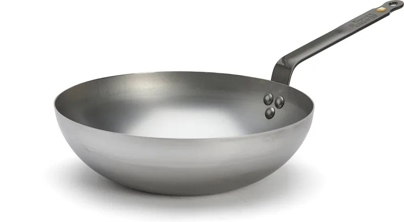 Mineral B Wokpan 28 cm – Brede Bodem – Plaatstaal – PFAS-vrij – Geschikt voor Inductie – Made in France von de Buyer in Staal – Produktfoto