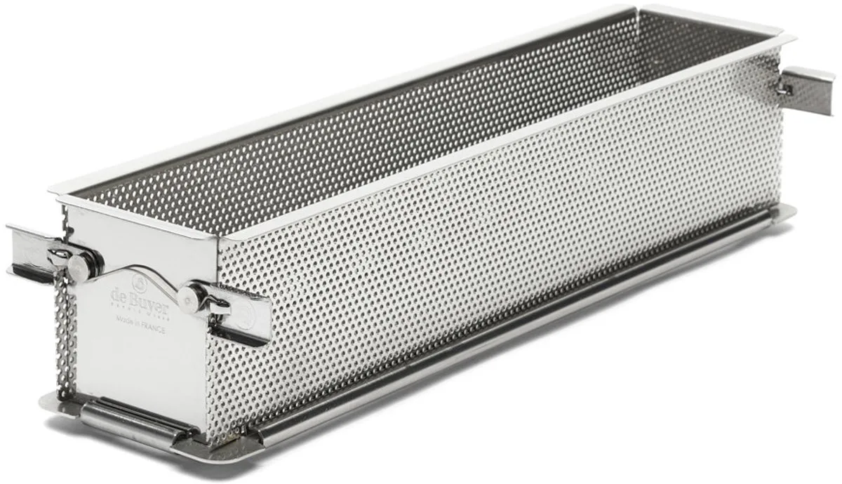 Rechthoekige Opvouwbare Lange Bakvorm Geoforme - Geperforeerd Rvs - 35cm från de Buyer i Silver – produktbild