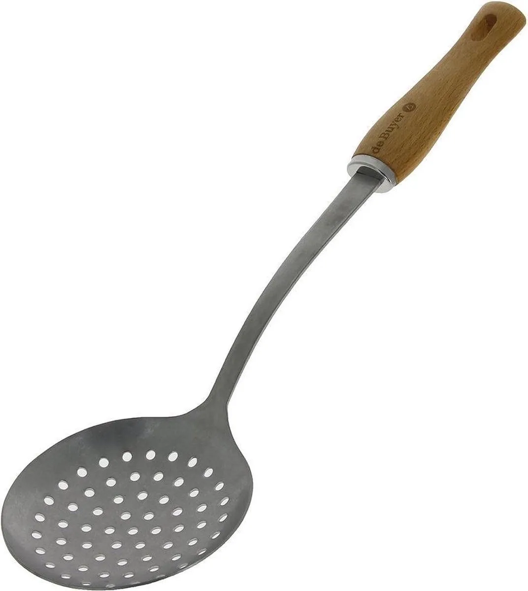 Schuimspaan RVS 36cm - 2701.04 - Houten handvat - Frituurschep van de Buyer in Grijs – productfoto