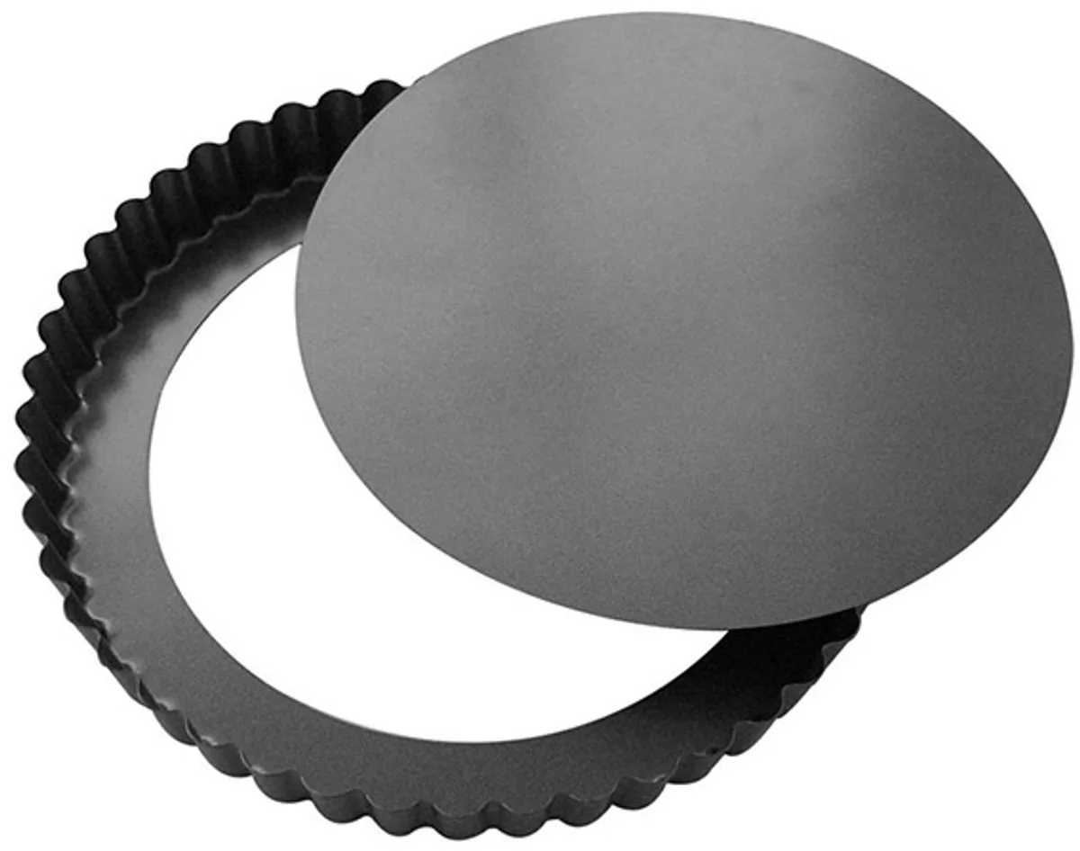 uitneembare gegroefde ronde taartvorm 28cm van de Buyer in Zilver – productfoto