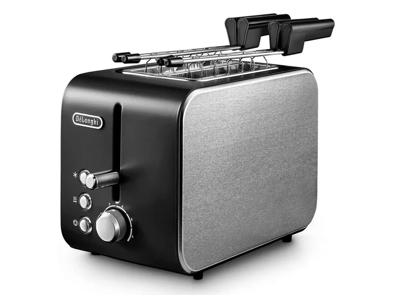 CTX 2203.BK broodrooster 2 snede(n) 550 W Zwart, Zilver von De'Longhi in Schwarz, Silber – Produktfoto