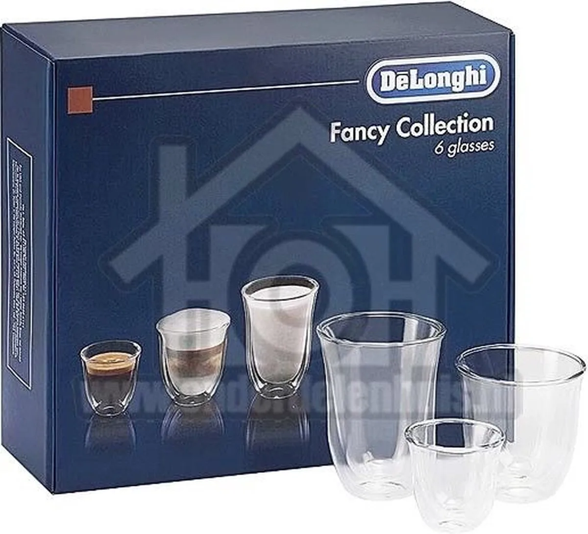 Kopjes Fancy collection Set van 6 glazen, 2x Espresso, 2x Cappuccino, 2x Melk 5513296671 von De'Longhi in Glas – Produktfoto