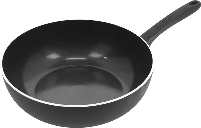 Alu Bistro 3 Ceraforce Wokpan – 28 cm Wok Uit Aluminium – Non Stick Wok Geschikt Voor Alle Warmtebronnen Inclusief Inductie – Keramische Antikleeflaag – Duurzaam – Volledig PFAS – PFOA en PTFE Vrij – Hapjespan Ideaal Voor Eénpansgerechten by Demeyere in Black – product photo