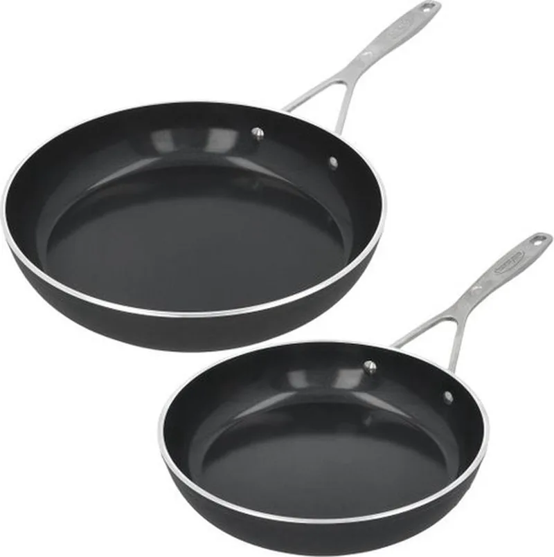 Alu Industry 3 Ceraforce Koekenpannen - 24+28cm - 2-delige set - PFAS Vrij - Inductie von Demeyere in Schwarz – Produktfoto