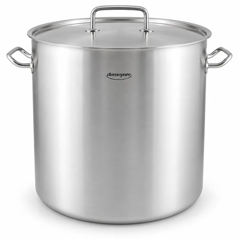 Hoge Kookpan met Deksel - 50 Liter - Ø 40 cm - RVS Soeppan - Professionele Grote Kookpan - Professionele Grote Soeppan - Geschikt voor alle Warmtebronnen en Inductie - Grote Maaltijden, Horeca en Catering - Horeca Kookpan - RVS von Demeyere in Silber – Produktfoto