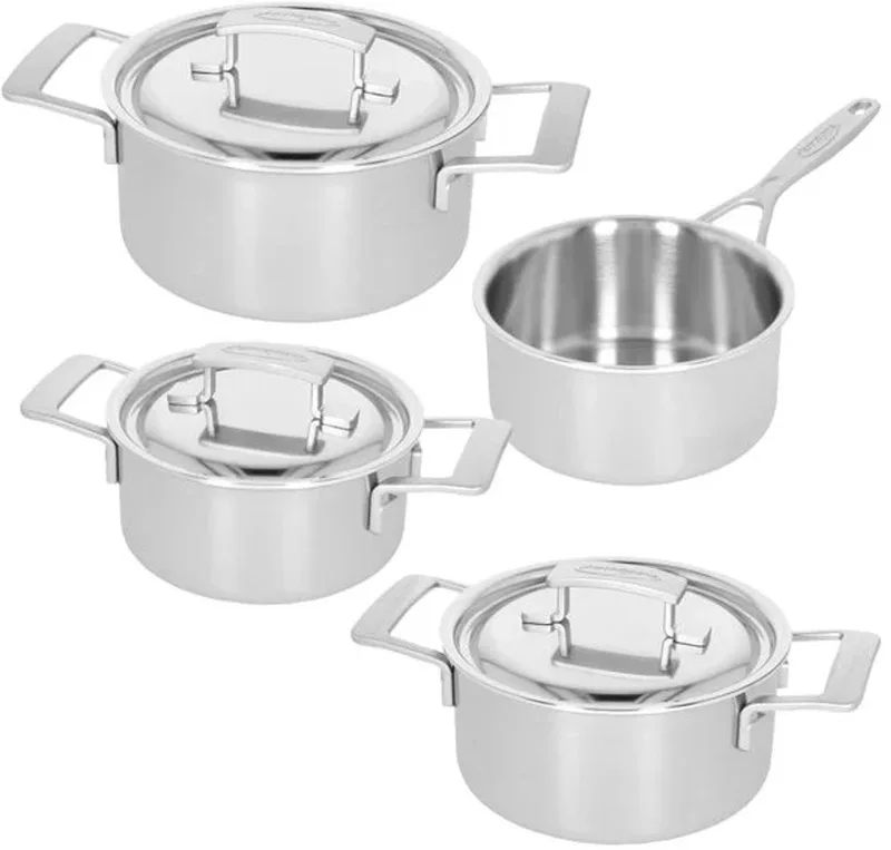 Industry 5 Pannenset - 4-delig - Roestvrij staal - Inductie - Met 3 deksels by Demeyere in Silver – product photo