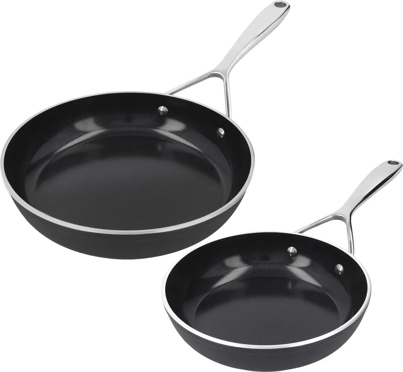 Koekenpannen Alu Plus 3 - Ceraforce - ø 20 + 24 cm - keramische anti-aanbaklaag de Demeyere en Noir – photo produit
