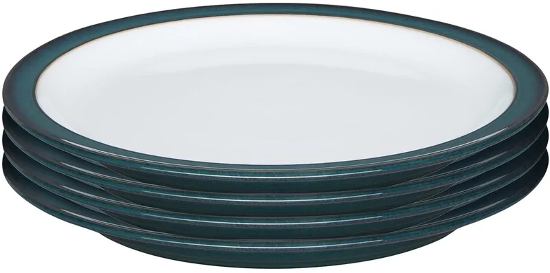 Greenwich kleine borden, set van 4, groen, wit, vaatwasserbestendig, ovenbestendig, magnetronbestendig, 17,5 cm, keramiek, aardewerk, bijgerecht, bestand tegen barsten en scheuren by Denby in Groente – product photo