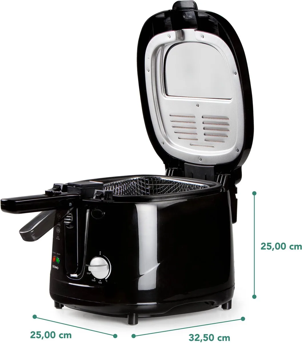B-Smart DO461FR - Friteuse/Frituurpan - 2,5 L - incl. kijkvenster - 1800 W by Domo in Black – product photo